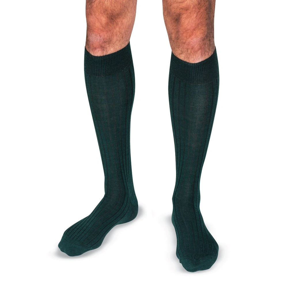 Forest Green Merino Wool Over the Calf Dress Socks