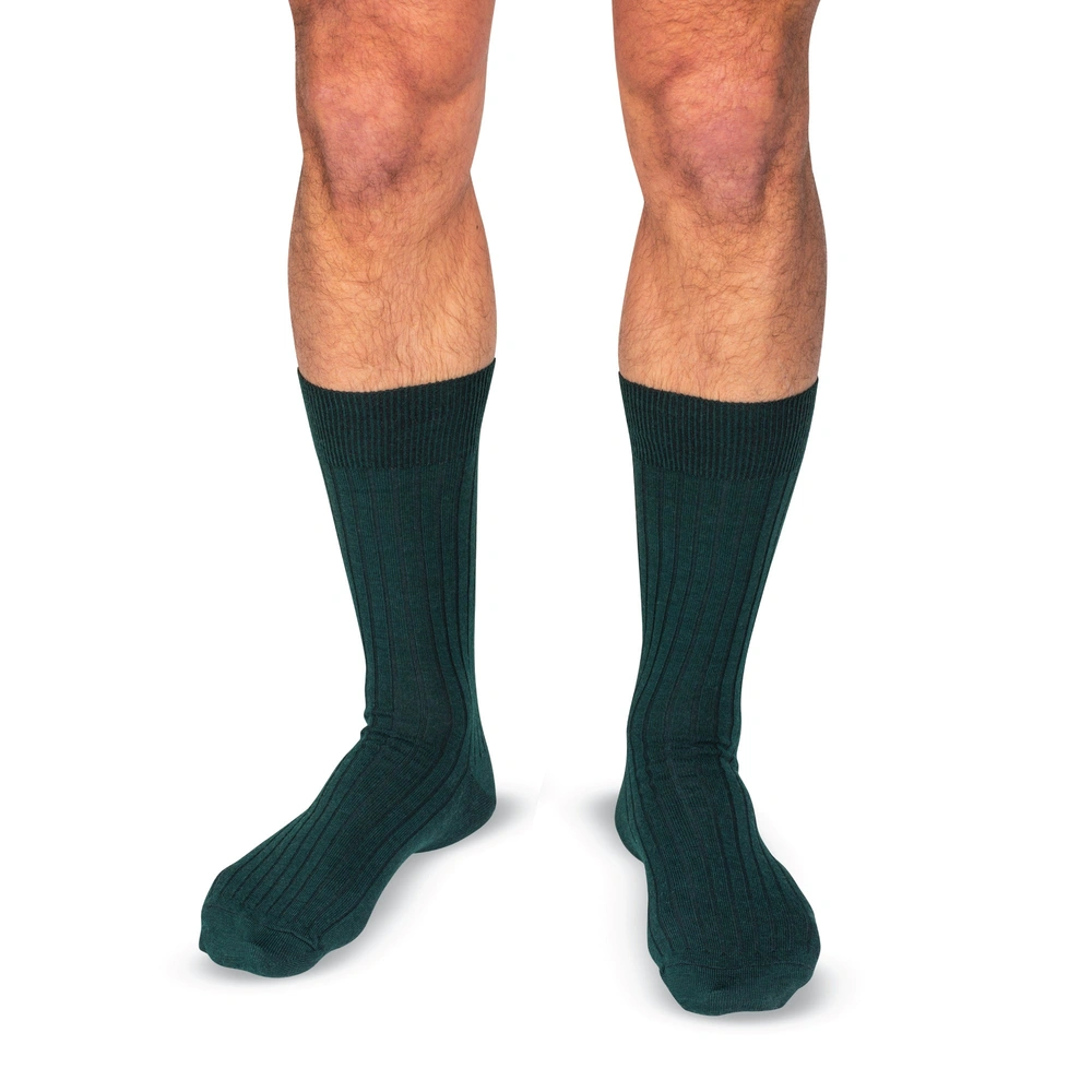Forest Green Merino Wool Mid Calf Dress Socks